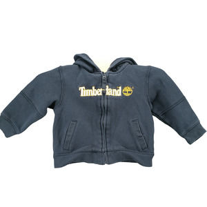 Timberland Baby Spell Out Logo Full Zip Hoodie Jacket Blue 24M Embroidered